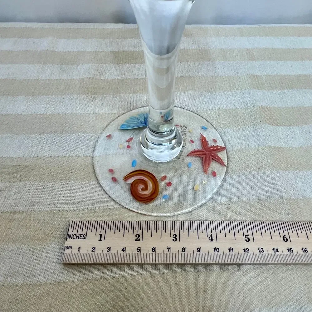 Painted Sea Shell Clear Glass Candleholder Votive Candle Rests on Sand Beach New